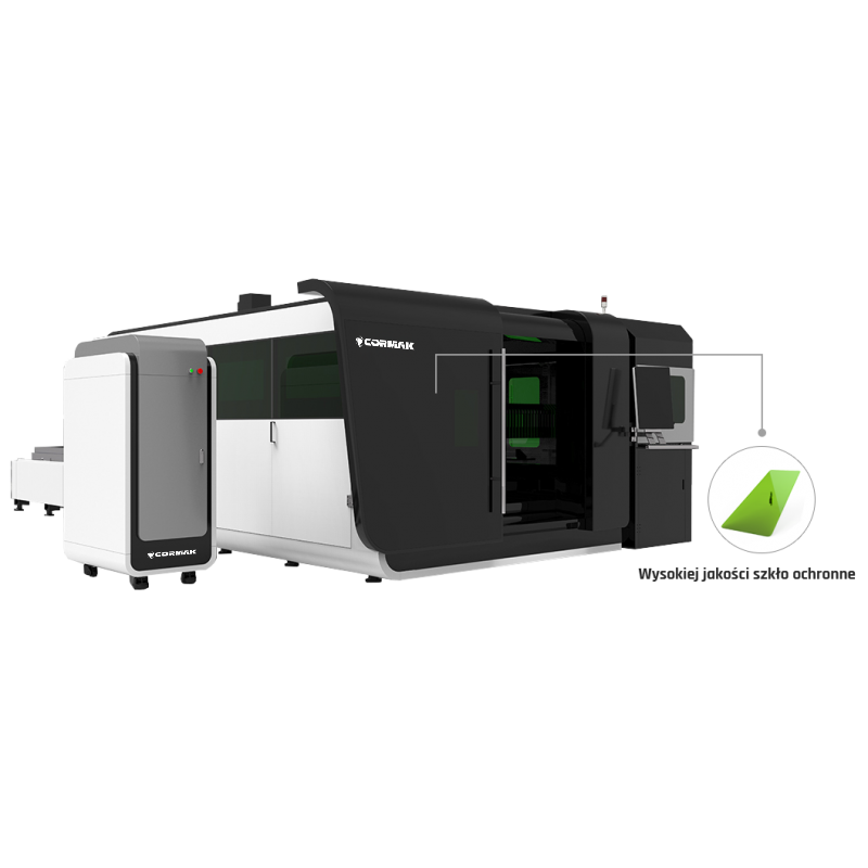 Geschlossene Faserlaser Schneidanlage mit Rohr- und Profilaufsatz CORMAK FIBER LF3015GAR