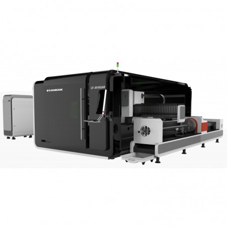 Geschlossene Faserlaser Schneidanlage mit Rohr- und Profilaufsatz CORMAK FIBER LF3015GAR