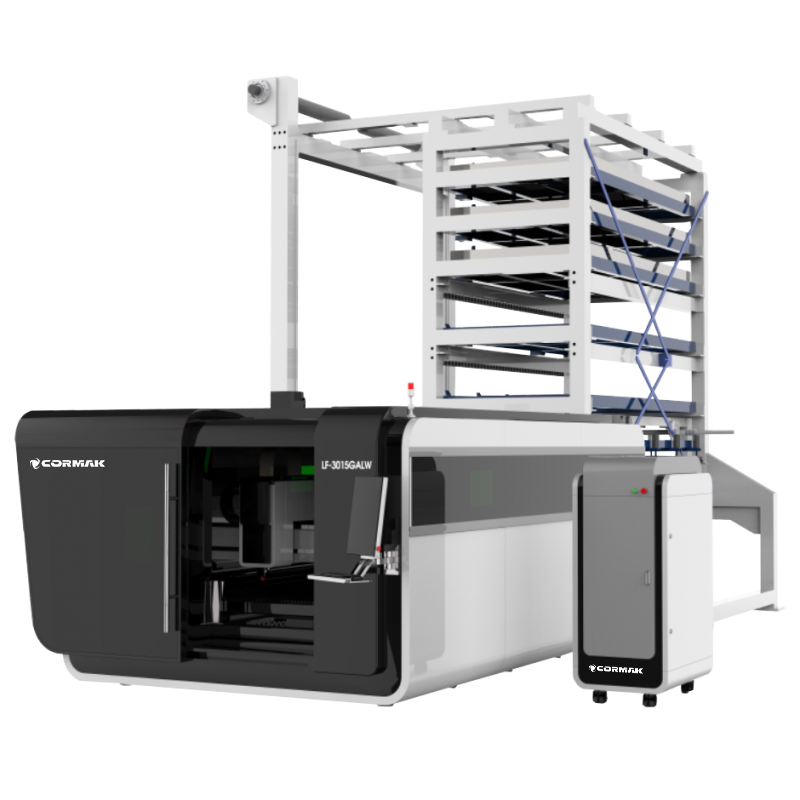 Faserlaser Schneidmaschine CORMAK FIBER LF3015GALW mit automatischem Materiallager