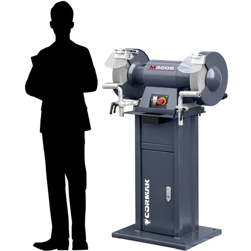 Industrie-Doppelschleifer CORMAK M300S mit Untergestell
