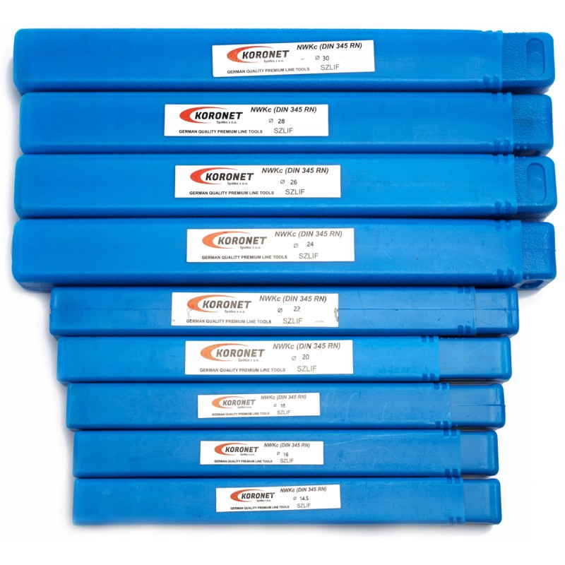 Geschliffener Bohrersatz CORMAK HSS MK2 & MK3 14,5–30mm 9-tlg.