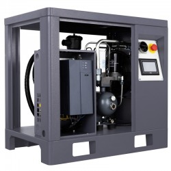 Schraubenkompressor mit Frequenzumrichter, Kältetrockner N10S und 270L Druckluftbehälter LUFT 400 380L/min 3.0kW 230V