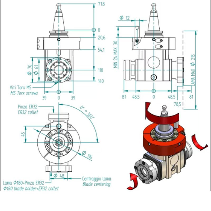 CNC-Aggregat für CNC-Plotter ISO30 1xER32 + Säge CORMAK H6314H0402