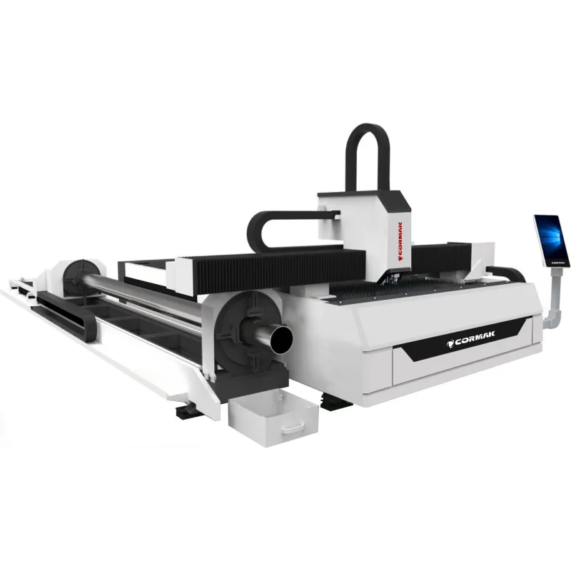 Faserlaser Schneidanlage mit Rohr- und Profilaufsatz CORMAK FIBER LF3015EPR 6000W Ø240 mm