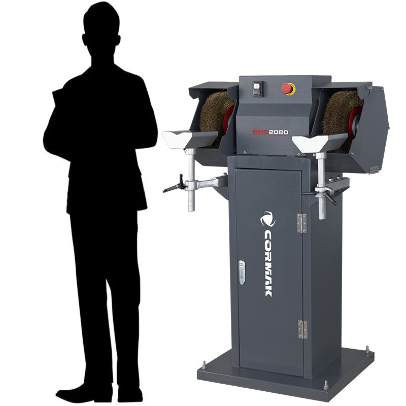 Industrieller Bürsten-Doppelschleifmaschine CORMAK BMS2080 mit Untergestell