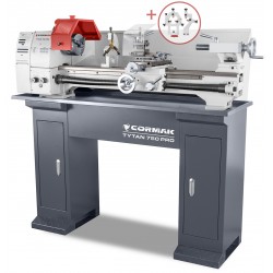 Konventionelle Universaldrehmaschine CORMAK TYTAN 250x750 PRO 400V mit Untergestell