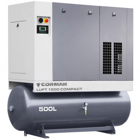 Schraubenkompressor mit Kältetrockner und 500L Druckluftbehälter CORMAK LUFT 1500 COMPACT 1580L/min 11kW