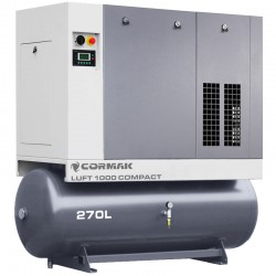 Schraubenkompressor mit Kältetrockner und 270L Druckluftbehälter CORMAK LUFT 1000 COMPACT 950L/min 7.5kW