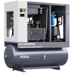 Schraubenkompressor mit Kältetrockner, Frequenzumrichter und 500L Druckluftbehälter CORMAK THEOR 20 COMPACT 2000L/min 15kW