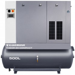 Schraubenkompressor mit Kältetrockner, Frequenzumrichter und 500L Druckluftbehälter CORMAK THEOR 20 COMPACT 2000L/min 15kW