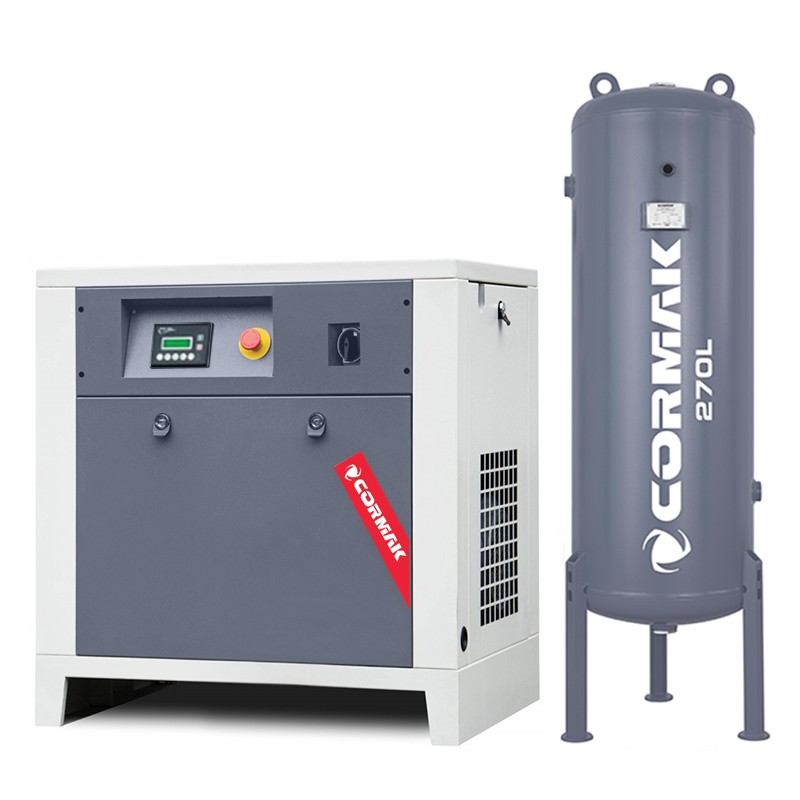 Schraubenkompressor mit 270L vertikalem Druckluftbehälter CORMAK LUFT 700 650L/min 5.5kW