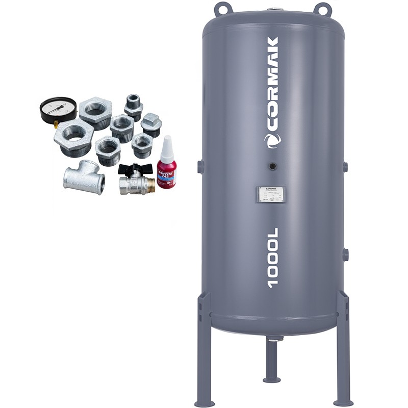 Schraubenkompressor mit Frequenzumrichter, Kältetrockner IZBERG N10S und 1000L Druckluftbehälter LUFT 1000 950L/min 7.5kW
