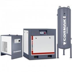 Schraubenkompressor mit Kältetrockner IZBERG N20S und 500L vertikalem Druckluftbehälter CORMAK THEOR 20 2000L/min 15kW