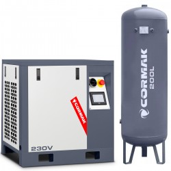 Schraubenkompressor mit Frequenzumrichter und 200L Druckluftbehälter LUFT 400 380L/min 3.0kW 230V