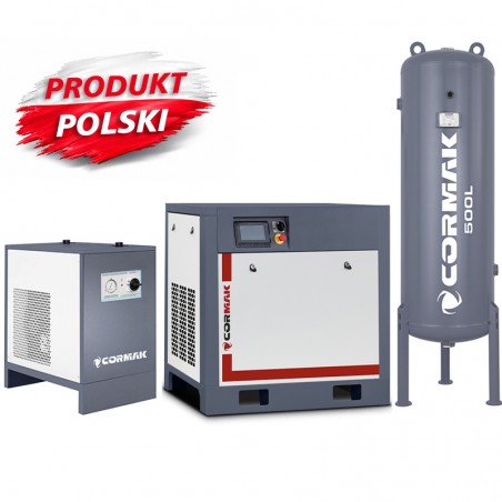 Schraubenkompressor mit Frequenzumrichter, Kältetrockner IZBERG N30S und 500L Druckluftbehälter THEOR 30 3200L/min 22kW