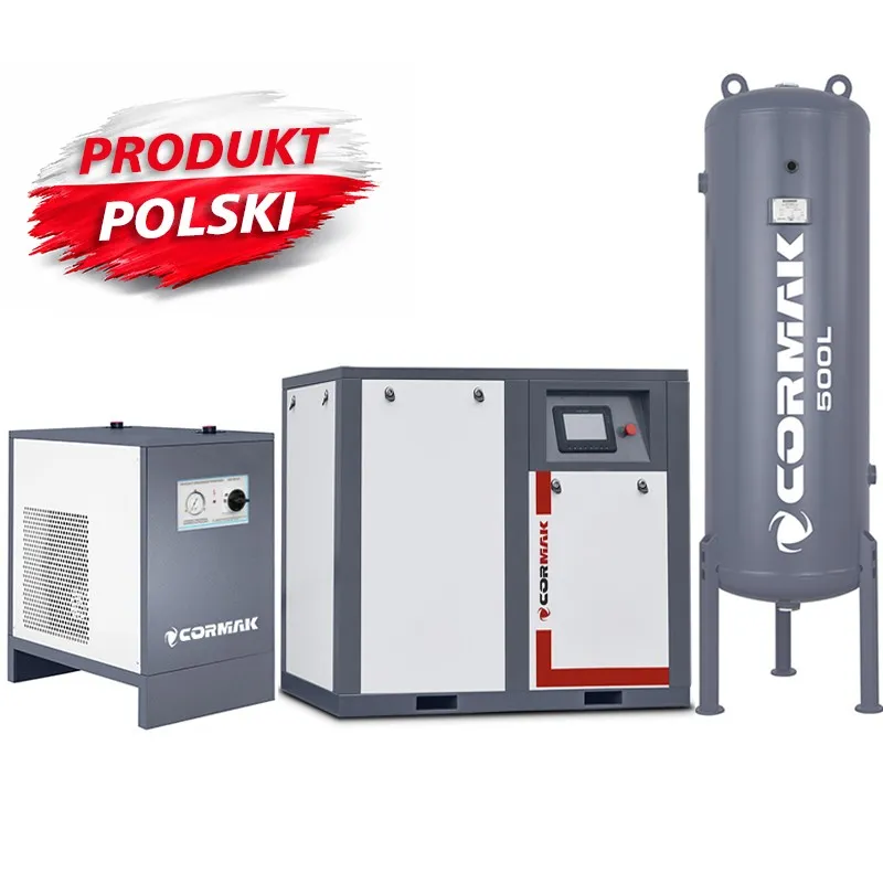 Schraubenkompressor mit Frequenzumrichter, Kältetrockner IZBERG N50S und 500L Druckluftbehälter THEOR 50 7000L/min 37kW