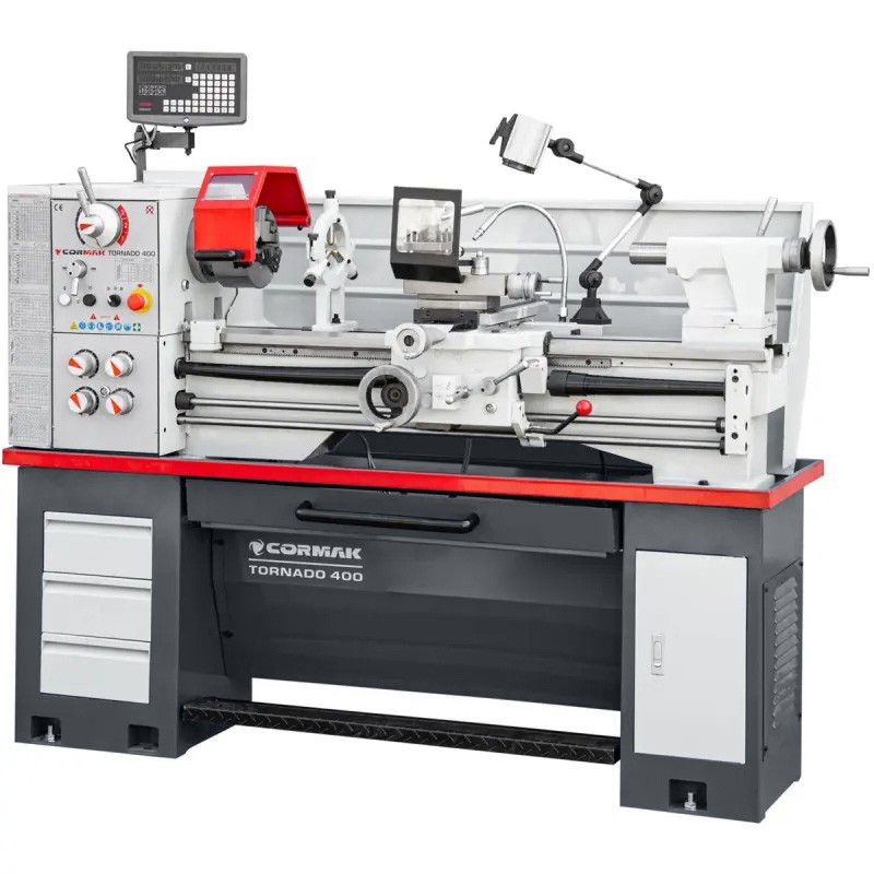 Konventionelle Universaldrehmaschine CORMAK TORNADO 400x1000 + Drehmeißel + mitlaufende Spitze