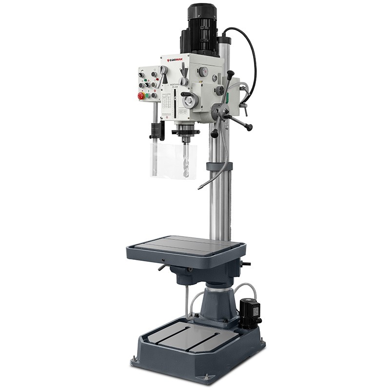 Industrielle Getriebe-Säulenbohrmaschine CORMAK ZS-40B mit Automatikvorschub + Gewindeschneidhalter-Set