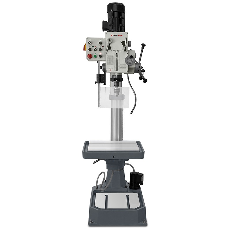 Industrielle Getriebe-Säulenbohrmaschine CORMAK ZS-40B mit Automatikvorschub + Gewindeschneidhalter-Set