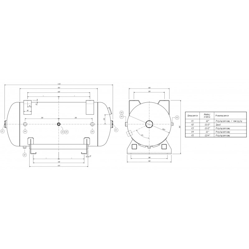 Druckluftbehälter für Kompressor CORMAK 11bar 150L horizontal
