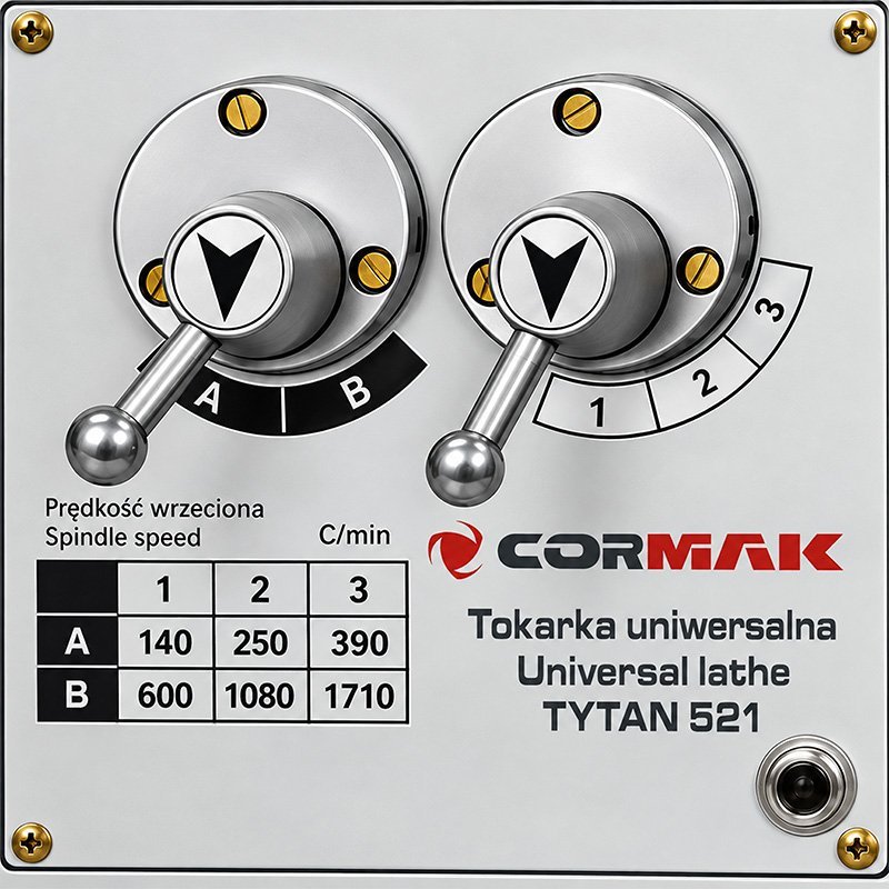 Konventionelle Universaldrehmaschine CORMAK TYTAN 210x520 230V + Satz Drehmeißel + Untergestell | CORMAK
