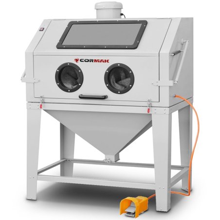 Kabinen-Sandstrahler CORMAK KDP450TOP 450L mit oberer Öffnung und Zyklonabscheider DC15