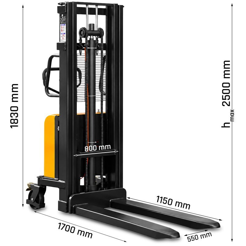 Halbelektrischer Hochhubwagen CORMAK B1025 (Tragfähigkeit 1000 kg, Hubhöhe 2500 mm)