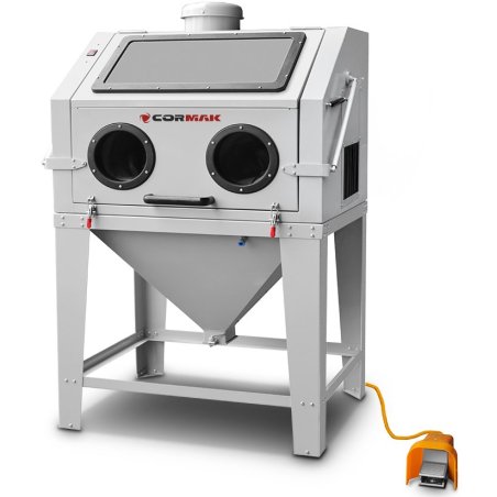 Kabinen-Sandstrahler CORMAK KDP350TOP PLUS 350L mit oberer Öffnung für Profile und Zyklonabscheider DC15
