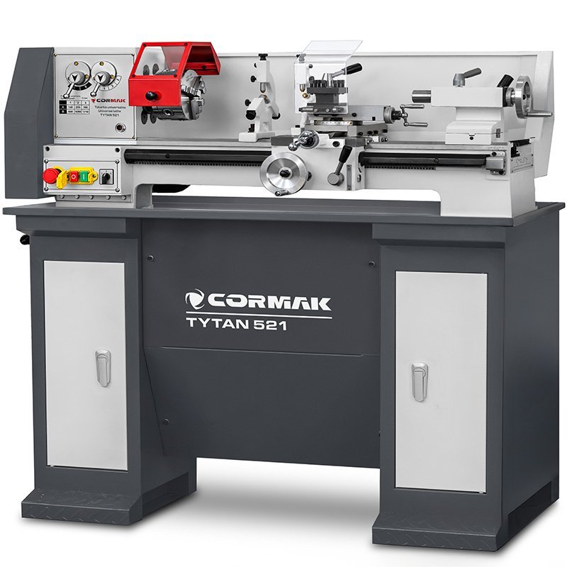Konventionelle Universaldrehmaschine CORMAK TYTAN 210x520 230V + Satz Drehmeißel + Untergestell | CORMAK