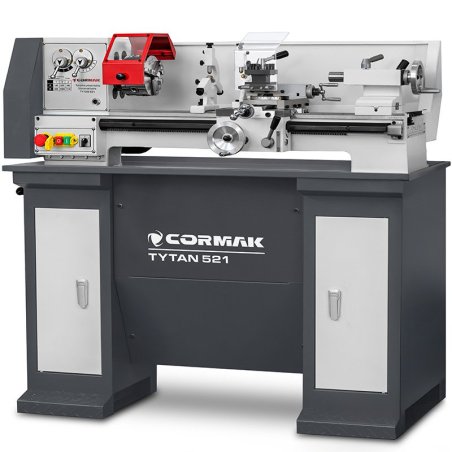 Konventionelle Universaldrehmaschine CORMAK TYTAN 210x520 230V + Satz Drehmeißel + Untergestell | CORMAK