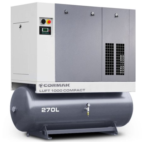 Schraubenkompressor mit Kältetrockner und 270L Druckluftbehälter CORMAK LUFT 1000 COMPACT 950L/min 7.5kW