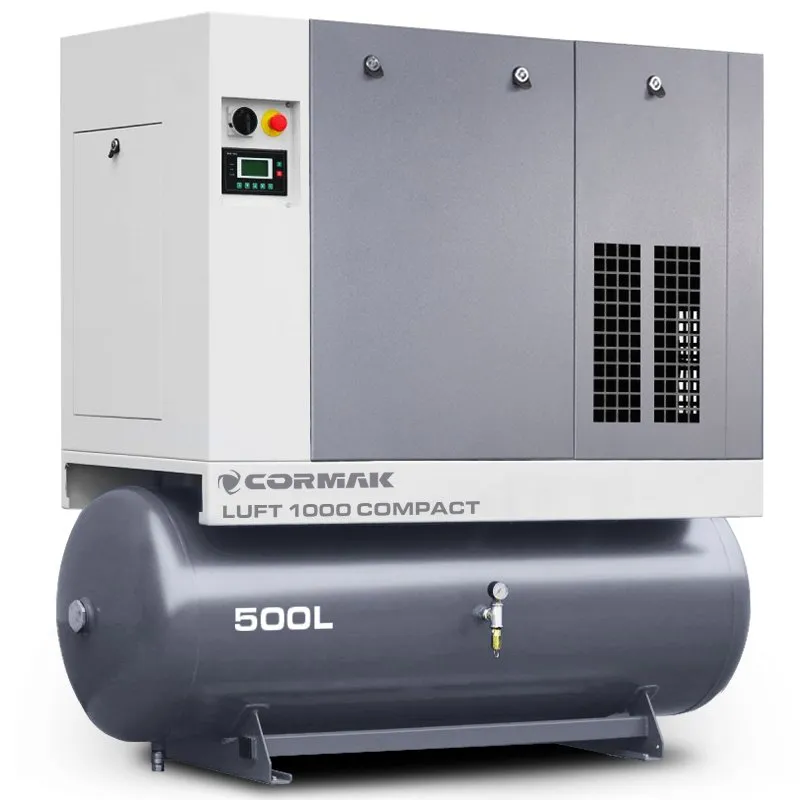 Schraubenkompressor mit Kältetrockner und 500L Druckluftbehälter CORMAK LUFT 1000 COMPACT 950L/min 7.5kW