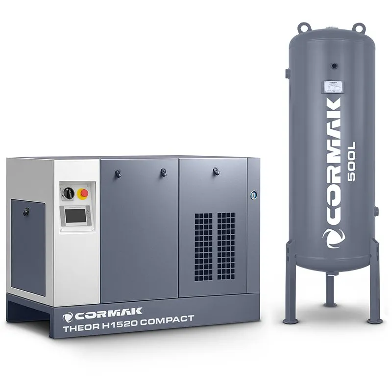 Hochdruck-Schraubenkompressor-Set THEOR H1520 COMPACT mit Kältetrockner und 500L Druckluftbehälter für Faserlaser