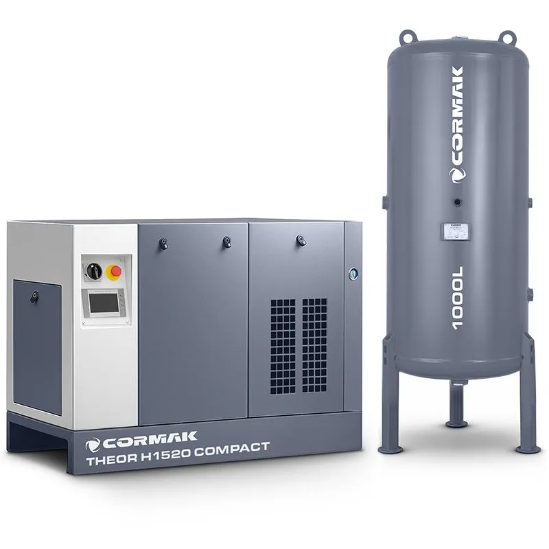 Satz Hochdruck-Schraubenkompressor THEOR H1515.8 COMPACT mit Kältetrockner und 1000L Druckluftbehälter für Faserlaser