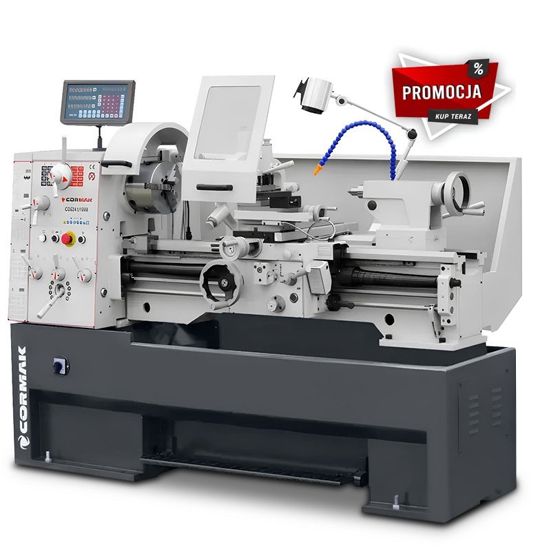 Konventionelle Universaldrehmaschine CORMAK 410x1000 mit 3-Achs-Digitalanzeige